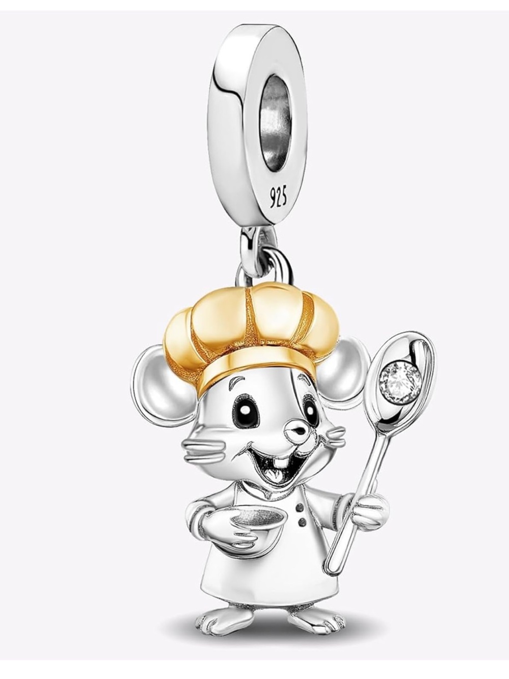 Sterling Silver Ratatouille Remy Chef Mouse Dangle Charm
